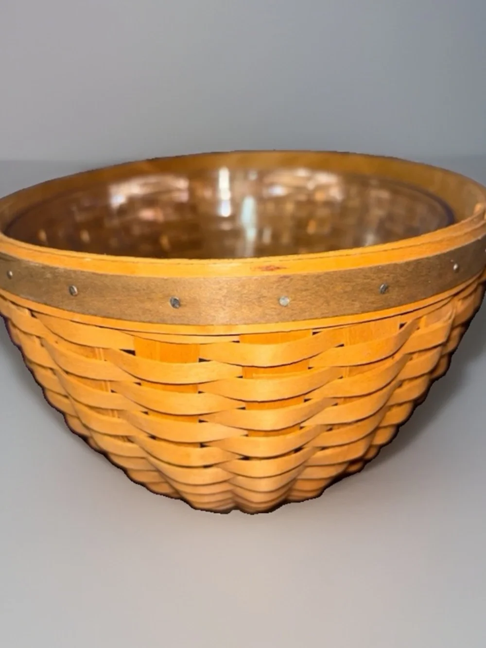 vintage Longaberger woven bowl basket with other liner